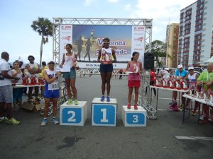 Pódio da classificação geral feminina