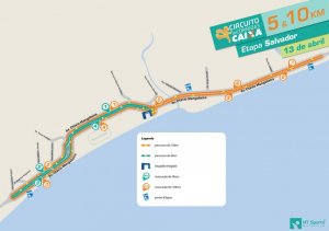 Circuito de Corridas CAIXA etapa Salvador 2014 - mapa dos percursos 5km e 10km