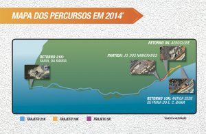 Mapa dos percursos da prova de 21km(meia maratona), percurso de 5km e da prova de 10km (Foto: Divulgação iBahia)