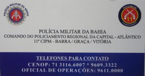 Contatos do comando da 11ª CIPM que ficarão a disposição dos treinadores (Foto: Divulgação ATEC-BA)