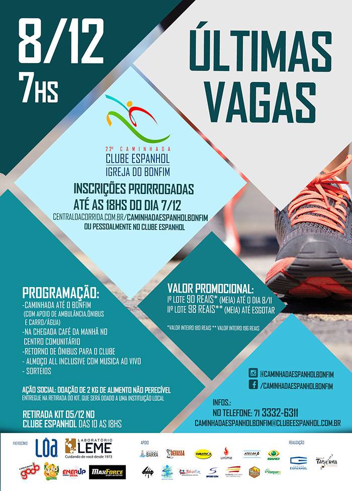 Inscrições prorrogadas para a 22ªCaminhada Clube Espanhol-Bonfim 2015
